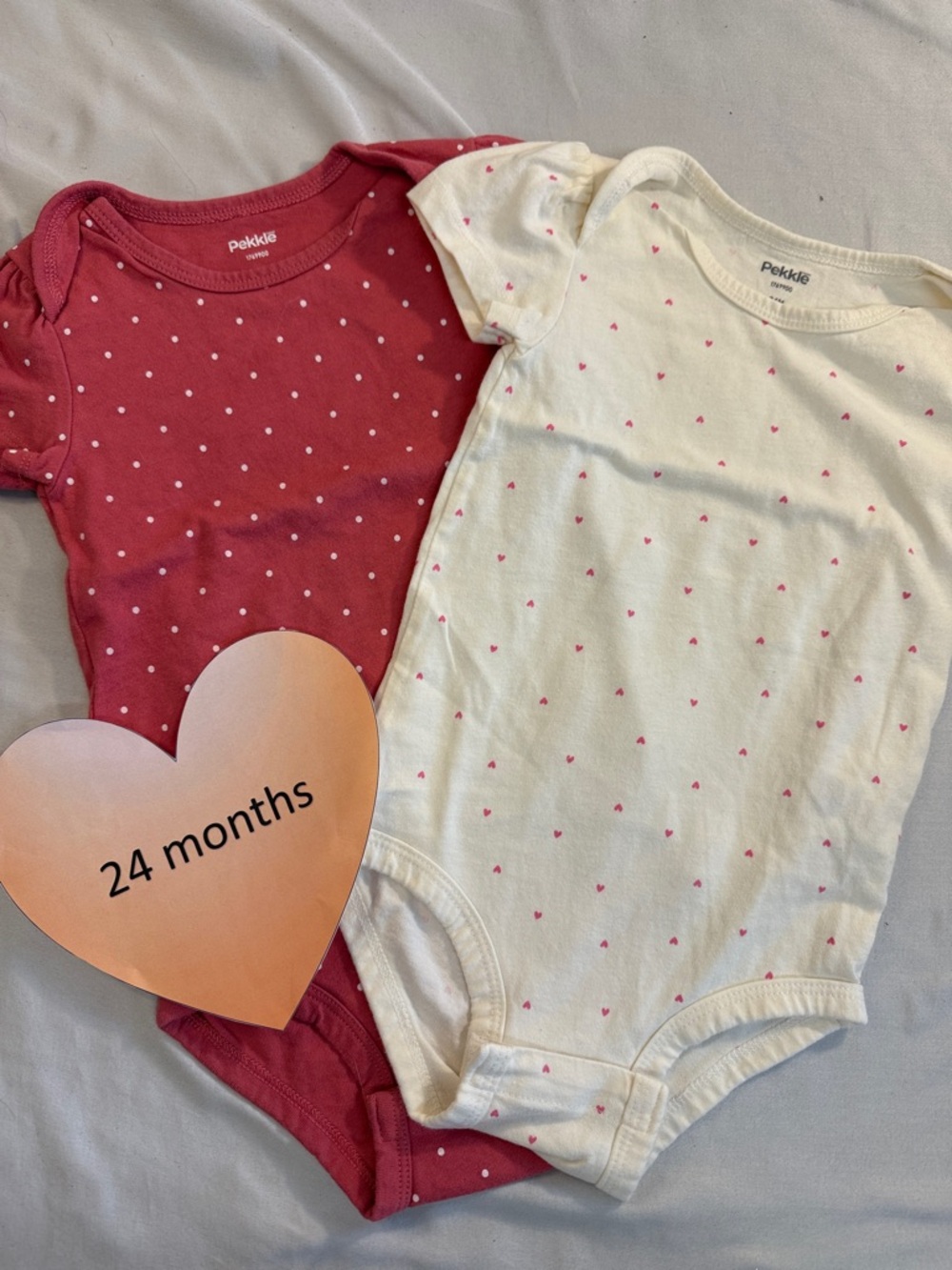 Pekkle Kids - set of 2 One Piece bodysuits - Red and Cream